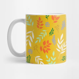 Pretty tiny leaves botanical pattern in mustard yellow Mug